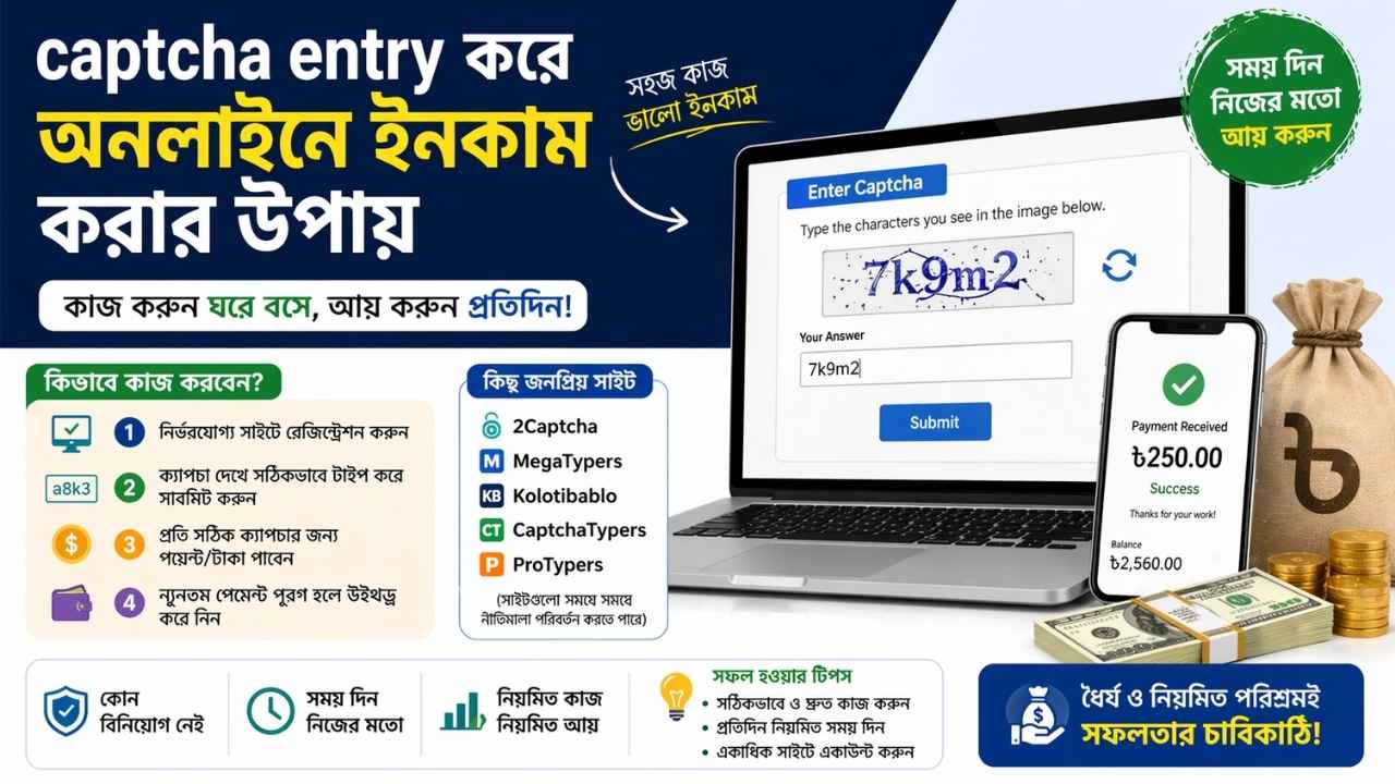 captcha entry করে অনলাইনে ইনকাম করার উপায়