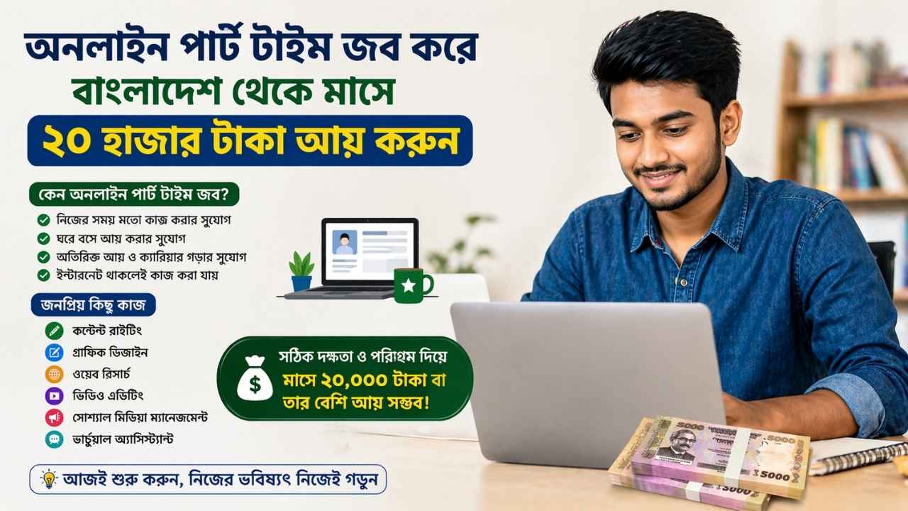 অনলাইন পার্ট টাইম জব করে বাংলাদেশ থেকে মাসে ২০ হাজার টাকা আয় করুন