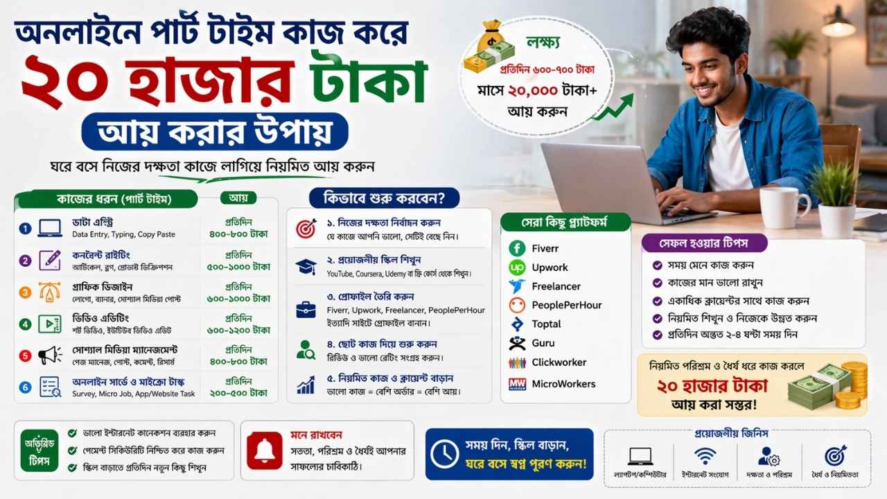 অনলাইনে পার্ট টাইম জব করে আয় করার উপায়