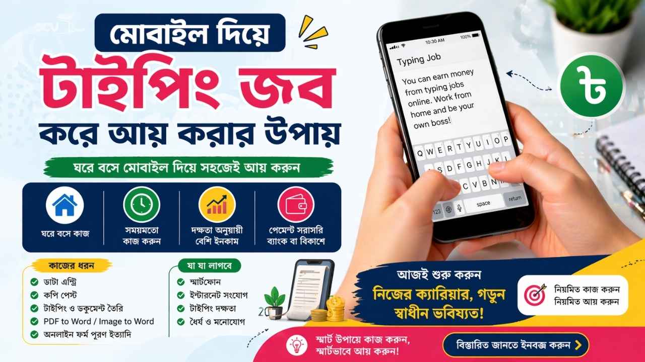 মোবাইল দিয়ে টাইপিং জব করে আয় করার উপায়